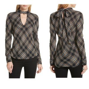 Veronica Beard Wade Metallic Plaid Top NWOT